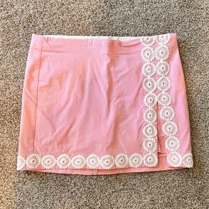 Crown & Ivy Pink Skirt with White Lace Detail
